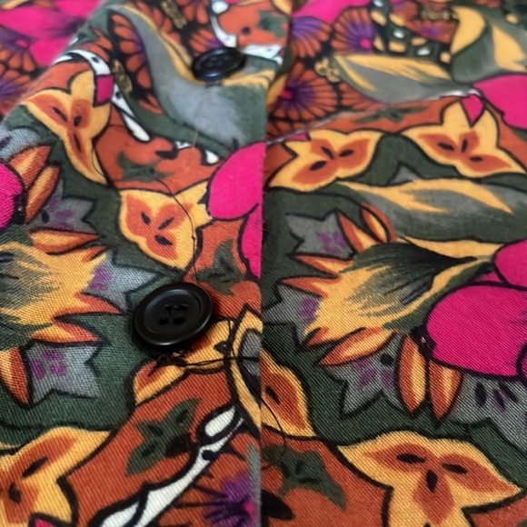 Vintage Boomerang bright floral printed short sleeve button down shirt - Picture 3 of 6